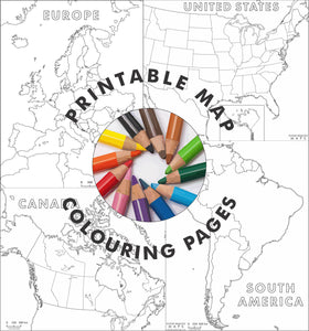Map colouring pages for kids