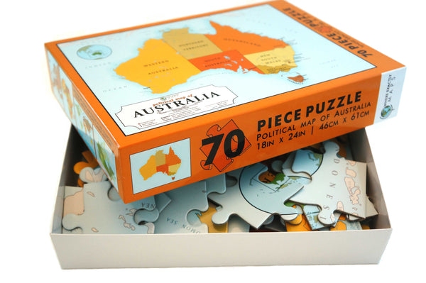 Political Map of Australia 70 piece jigsaw puzzle for kids by Where Exactly Maps