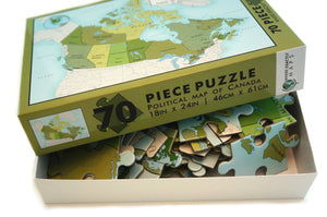 70 piece map puzzle of Canada for children by Where Exactly Maps