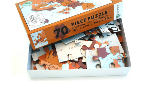 Political Map of Europe 70 piece jigsaw puzzle for kids by Where Exactly Maps